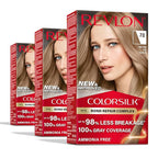 Revlon ColorSilk with Bond Repair Complex, Blonde Permanent Hair Color, 100% Gray Coverage, Ammonia Free Hair Dye, Vegan Keratin, 70 Medium Ash Blonde (Pack of 3)