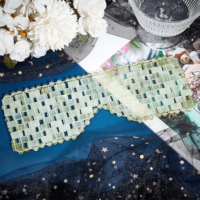 Jade Eye Mask, Eye Mask for Relaxation, Reusable Jade Eye Mask Hot or Cold Using Jade Mask Eyes Sleeping Mask for Alleviate Puffiness Face Massage Relax Eyes Meditation Beauty
