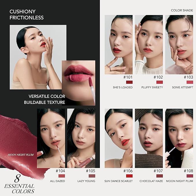 Mellow Velvet Lip Tint | Non-Sticky Lightweight Korean Lip Stain, High Pigmented Long Lasting Moisturizing Soft Matte Liquid Lipstick, Natural Vivid Color, Sun Dance Scarlet