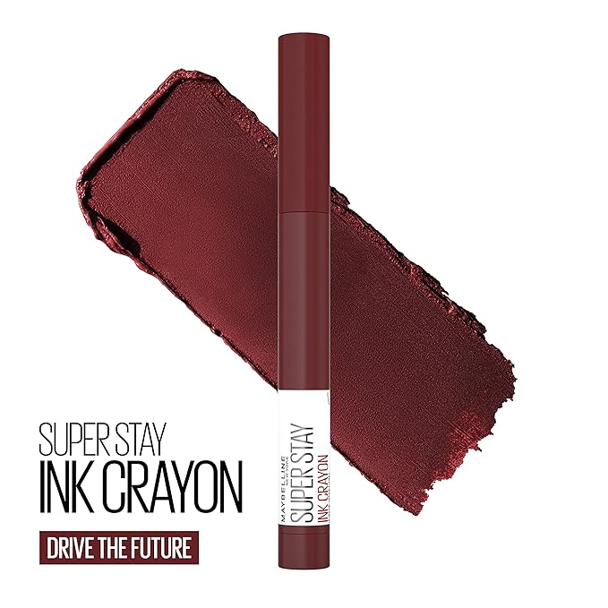 Maybelline Super Stay Ink Crayon Matte Longwear Lipstick Makeup, 165 Drive The Future, 0.04 oz