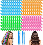 42 Pieces Heatless Waves Hair Curler, No Heat Damage Wavy Hair Curlers with 2 Sets of Styling Hooks, Heatless Curls for Women Girls Long Medium Short Hair (4 Colors,45cm/ 17.7")