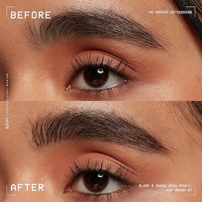 NYX PROFESSIONAL MAKEUP Blade & Shade Brow Pencil, Nano Mechanical Eyebrow Pencil, Up to 16HR Make Up Wear - Ash Brown