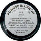 Lotus Pink Light Baby Pink Blush Pressed Cheek Color Powder, Talc & Paraben Free, 4 Grams, No Animal Testing & Cruelty Free