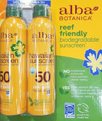 Alba Botanica Hawaiian Sunscreen Spray SPF50 with Travel Lotion SPF 30