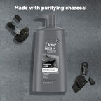 DOVE MEN + CARE Shampoo Charcoal + Clay 3 Count For Healthy-Looking Hair Naturally Derived Plant Based Cleansers 25.4 oz
