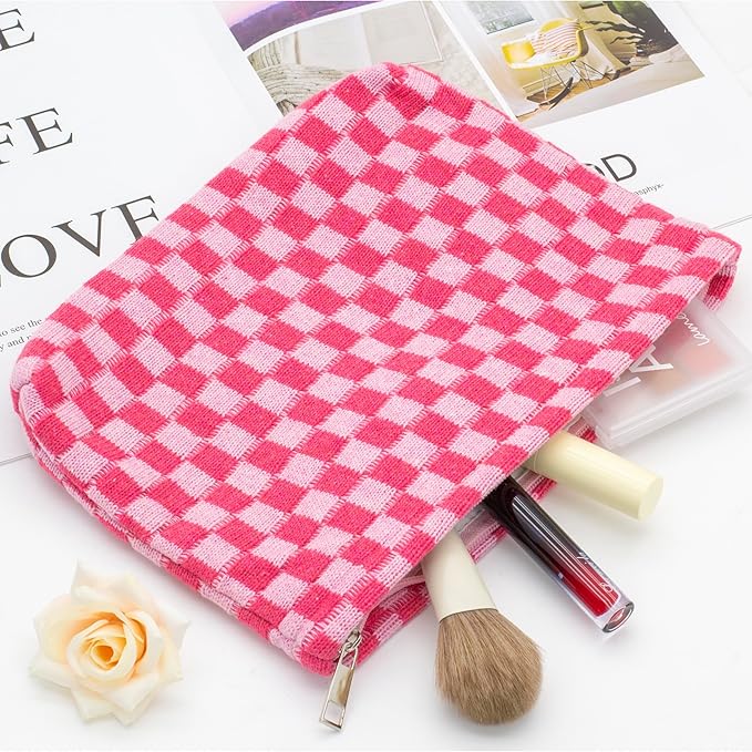 Pazimiik knit checkered makeup bag