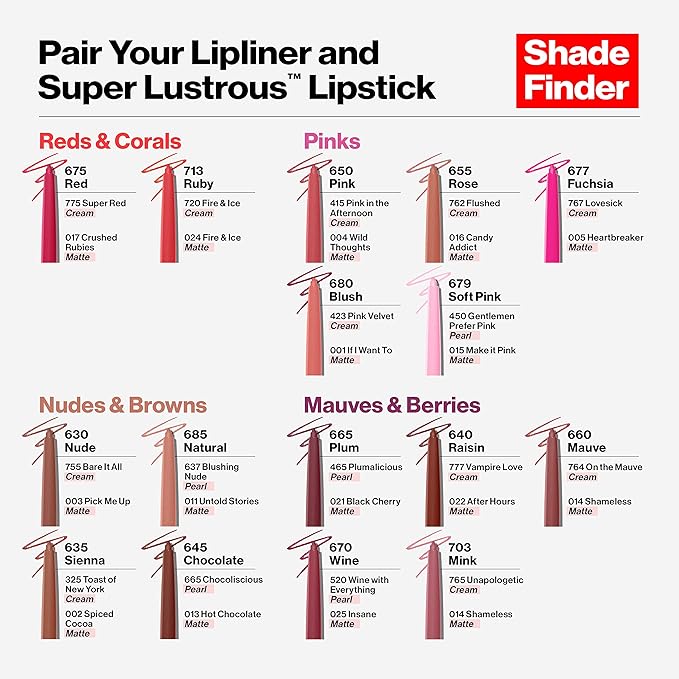 Revlon ColorStay Lipliner with Sharpener, Reds 100, 0.01 Lipline 28 g
