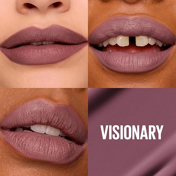 Maybelline Super Stay Matte Ink Liquid Lipstick Makeup, Long Lasting High Impact Color, Up to 16H Wear, Visionary, Taupe Purple, 1 Count, Packaging May Vary
