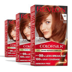 Revlon ColorSilk with Bond Repair Complex, Auburn Permanent Hair Color, 100% Gray Coverage, Ammonia Free Hair Dye, Vegan Keratin, 42 Medium Auburn (Pack of 3)