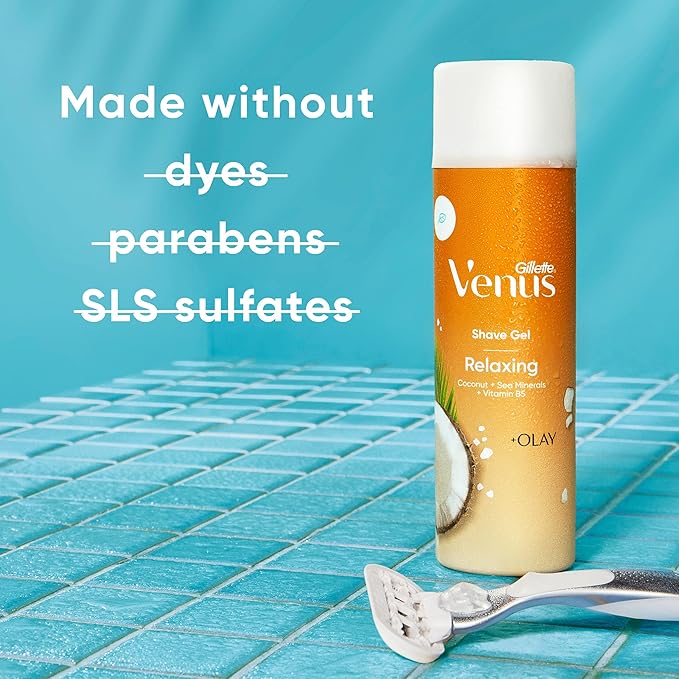 Gillette Venus Relaxing Coconut Shave Gel, Women’s, Shaving Cream, 7 oz Pack of 6 (42 oz total)