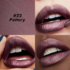 FOCALLURE Ultra Chic Metallic Lipstick,Rich Vitamin E Lip Crayon,Lightweight Shinning Color without Drying or Fading,Long Lasting Lips Makeup,#22 Pottery