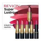 Revlon Super Lustrous 5-Piece Lipstick Gift Set, High Impact, Moisturizing, 460 Blushing Mauve & 430 Soft Silver Rose (Pearl), 775 Super Red & 777 Vampire Love (Cream), 025 Insane (Matte), 0.75 Oz
