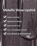 MAKI YIKA Metallic Lipstick for Women Black Lipsticks Long Lasting Glitter Lipstick No Smudge No Transfer Full-Coverage Liquid Lip Gloss (BR14 Midnight)