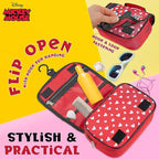 Disney Stitch Hanging Toiletry Bags for Women Teenagers Girls Minnie Mouse Cosmetic Bag Travel Accessories Stitch Gifts (Red Minnie)