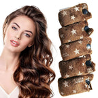Aimin Hair Heatless Hair Curlers No Heat, Heatless Curls Overnight Blowout Rods, No Heat Hair Curlers To Sleep In, Soft Flexi Rods For Long Hair, Thick Curling Rod Styling Tools(20pcs star coffee)