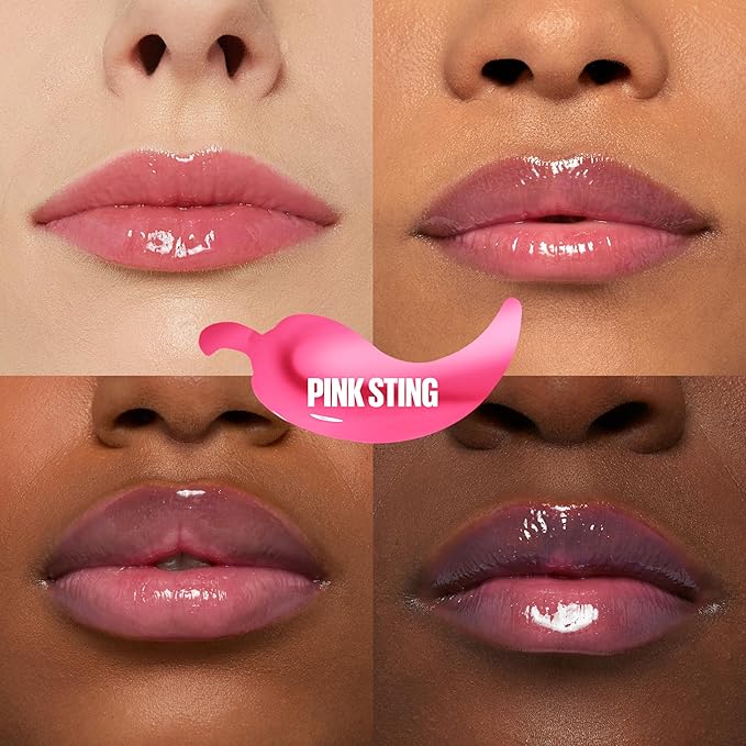 MAYBELLINE Lifter Gloss Lifter Plump, Plumping Lip Gloss with Chili Pepper and 5% Maxi-Lip, Pink Sting, Sheer Bubblegum Pink, 1 Count