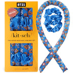 BT21 x Kitsch Satin Heatless Hair Curler Set - Heatless Curls Overnight, Hair Rollers for Soft Curls & Frizz-Free Styling, No Heat Curlers To Sleep in, Curling Rod Headband for Overnight Curl - BT21