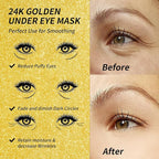 Eye Gel Pads - 24 Pairs Golden Under Eye Patches with Collagen & Hyaluronic Acid, Anti-Aging Eye Mask for Puffiness, Dark Circles & Wrinkles, Relieve, Refreshing & Revitalize Skin