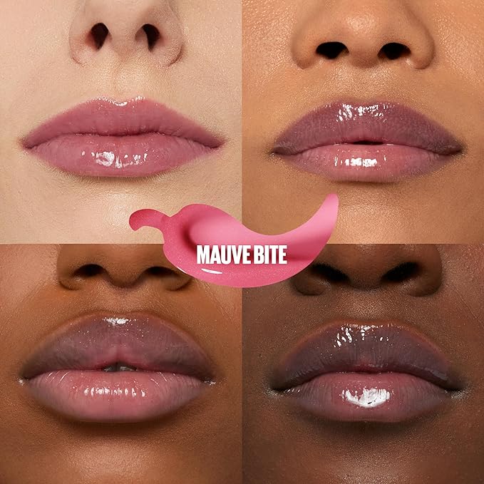 MAYBELLINE Lifter Gloss Lifter Plump, Plumping Lip Gloss with Chili Pepper and 5% Maxi-Lip, Mauve Bite, Sheer Mauve, 1 Count