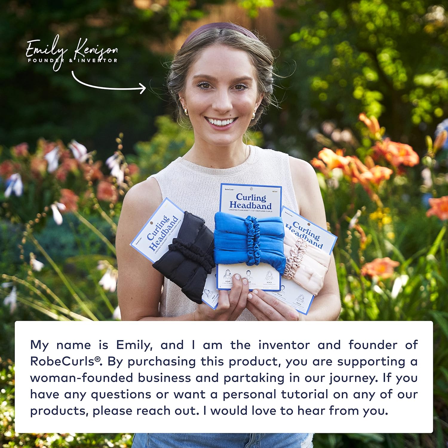 RobeCurls Heatless Hair Curler Set - Satin Curling Headband for Natural, No-Heat Curls - Sleep in Overnight Styling Tool with 2 Scrunchies - Easy & Gentle on Hair (Cream)