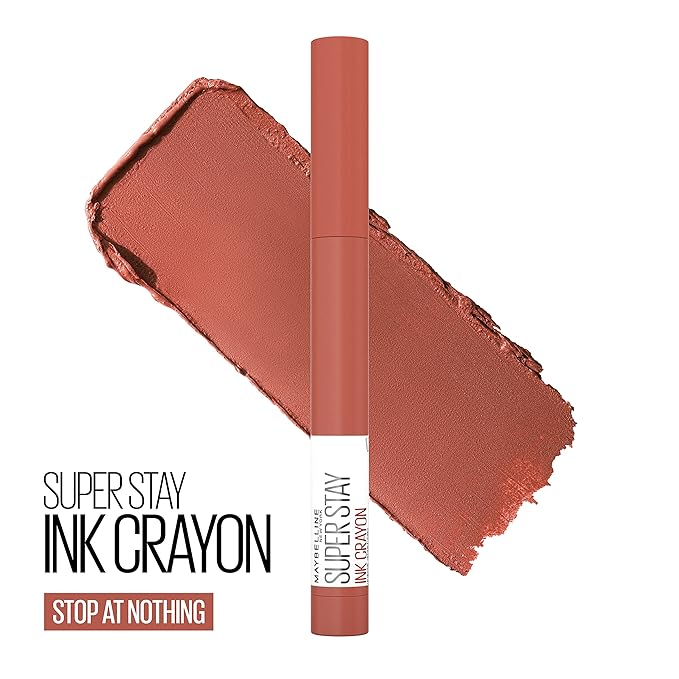 Maybelline Super Stay Ink Crayon Matte Longwear Lipstick Makeup, 160 Stop At Nothing, 0.04 oz