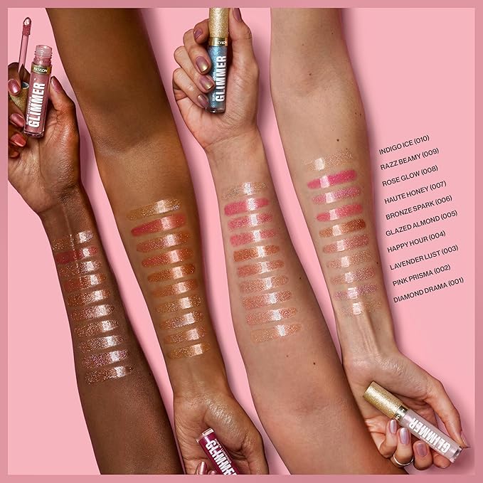 REVLON Super Lustrous Glimmer Gloss, Non-Sticky Lip Gloss, High-Shine Finish, Plant-Based Glitter, 008 Rose Glow, 0.13 fl oz