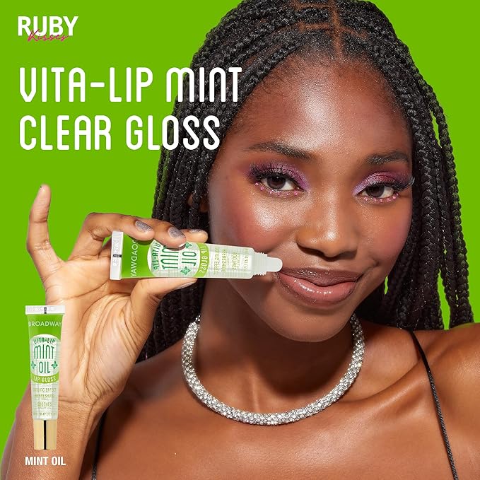 Ruby Kisses Broadway Vita-Lip Clear Lip Gloss (Mint Oil 3 Pack), Ultra-Hydrating & Soothing Formula with Vitamin Oils, High-Shine Non-Sticky Finish, Nourishing Glossy Lip Balm With Cooling Effect