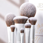 Jessup Makeup Brushes Set 14pcs Highend Makeup Gift Set for Women Include Foundation Concealer Blush Contour Powder Eye Shadow Brush, Makeup Sponge, Makeup Brush Cleaner and Towel, Pearl White T333