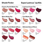 Revlon Super Lustrous 3-Piece Lipstick Gift Set, High Impact, Moisturizing, Cream Finish, 764 On The Mauve, 778 Pink Promise, 477 Black Cherry, 0.45 Oz