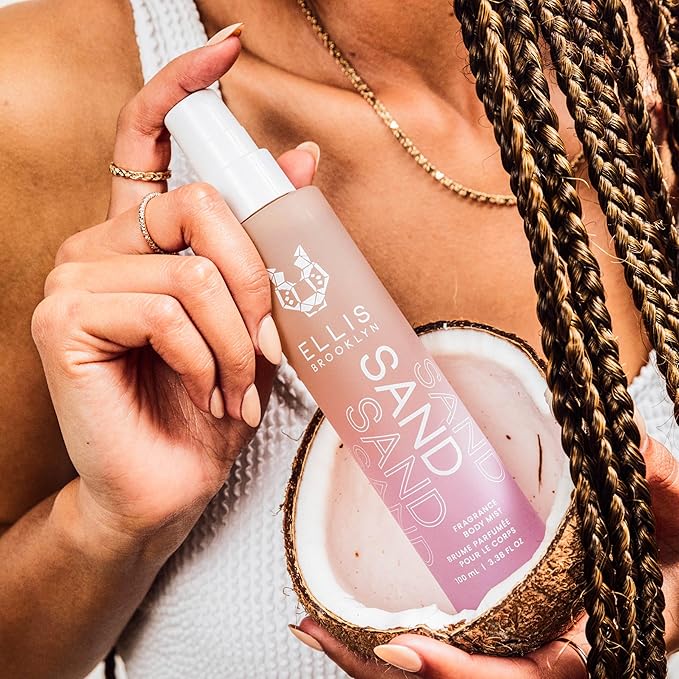 Ellis Brooklyn SAND Hair And Body Fragrance Mist - Gourmand Musk Perfume Mist with Italian Bergamot, Ginger Lily, & Vanilla Absolute, Vegan Perfume Made In The USA, 100ml 3.38 Fl Oz