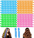 42 Pieces Heatless Waves Hair Curler, No Heat Damage Wavy Hair Curlers with 2 Sets of Styling Hooks, Heatless Curls for Women Girls Long Medium Short Hair(4 Colors,55cm/ 21.65")