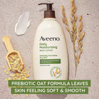 Aveeno Daily Moisturizing Body Lotion for Dry Skin with Prebiotic Oat, Fragrance & Paraben Free, Non-Greasy, Non-Comedogenic, for Sensitive Skin & 72-Hour Moisturizer 18 Fl Oz
