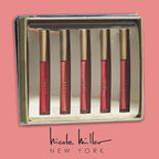 Nicole Miller Lip Gloss Collection Shimmery Glosses for Women and Girls Long Lasting Color Set with Rich Varied Colors, Silver City, 5 Count (Pack of 1)