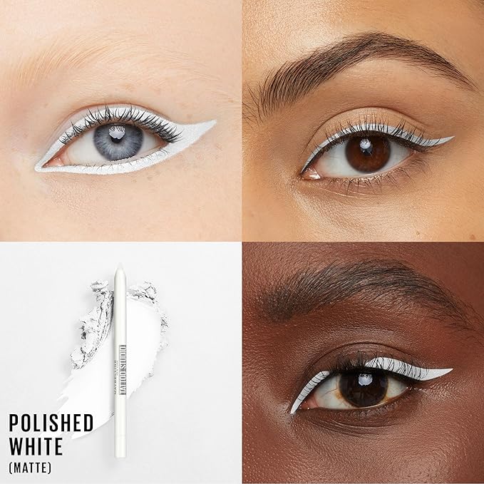 Maybelline TattooStudio Long-Lasting Sharpenable Eyeliner Pencil, Glide on Smooth Gel Pigments with 36 Hour Wear, Waterproof, Polished White, 1 Count