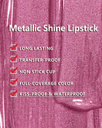 MAKI YIKA Red Lipstick for Women Metallic Lipsticks Glitter Long Lasting Lipstick No Smudge No Transfer Liquid Lip Gloss (BR08 Bad Romantic)