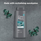 DOVE MEN + CARE 2 in 1 Shampoo Conditioner Eucalyptus + Birch 3 Count For Healthy-Looking Hair Naturally Derived Plant Based Cleansers 20.4 oz