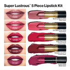 Revlon Super Lustrous 5-Piece Lipstick Gift Set, High Impact, Moisturizing, 460 Blushing Mauve & 430 Soft Silver Rose (Pearl), 775 Super Red & 777 Vampire Love (Cream), 025 Insane (Matte), 0.75 Oz