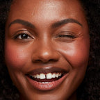 Saie Dew Blush - Lightweight Liquid Blush with a Blendable + Buildable Cream Finish - Dewy Cheek Tint with Doe Foot Wand Makeup Applicator - Warm Dusty Rose - Cutie (.40 oz)