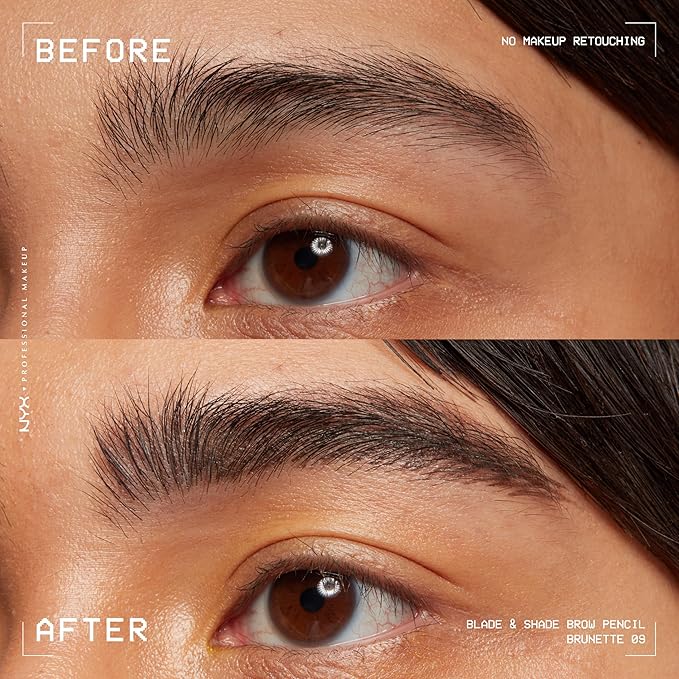 NYX PROFESSIONAL MAKEUP Blade & Shade Brow Pencil, Nano Mechanical Eyebrow Pencil, Up to 16HR Make Up Wear - Brunette