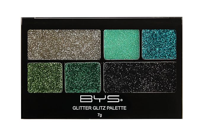 BYS Glitter Glitz Gel for Eyes and Face 6 Shade Makeup Palette - Paradise Greens