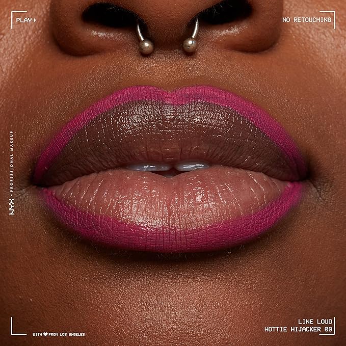 NYX PROFESSIONAL MAKEUP Line Loud Lip Liner, Longwear and Pigmented Lip Pencil with Jojoba Oil & Vitamin E - Hottie Hijacker (Hot Blue Pink)