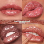 REVLON Super Lustrous Glimmer Gloss, Non-Sticky Lip Gloss, High-Shine Finish, Plant-Based Glitter, 005 Glazed Almond, 0.13 fl oz