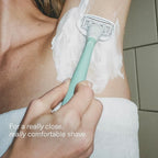 FLAMINGO 5-Blade Razors for Women - 1 Razor Handle + 1oz Foaming Shave Gel + 1 Shower Holder - Sage (Pack of 2)