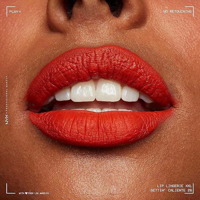 NYX PROFESSIONAL MAKEUP Lip Lingerie XXL Matte Liquid Lipstick - Gettin Caliente (Bright Red Orange)