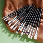 Jessup Eye Makeup Brushes Set Professional 15pcs with Eyeshadow Blending Concealer Eyebrow Eyliner Brush (Pearl Black/Silver)