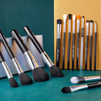 Jessup Makeup Brushes 15 Pcs Makeup Brush Set Beauty Cosmetics Make Up Powder Concealer Eyeshadow Eyeliner Blending Lip Brush Tools (Black/Silver) T092