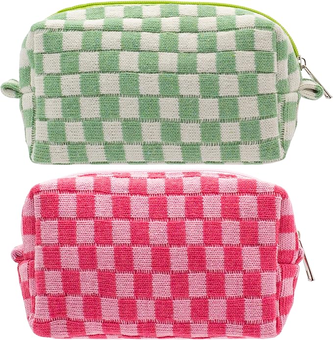 Pazimiik checkered makeup bag for