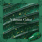 AZUREBEAUTY Christmas Nail Polish Quick Dry Green Glitter Nail Polish Natural Shine Nail Lacquer Salon-Quality for Women Girl Gift Set 1Pcs 0.34 fl oz