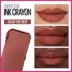 Maybelline Super Stay Ink Crayon Lipstick Makeup, Precision Tip Matte Lip Crayon with Built-in Sharpener, Longwear Up To 8Hrs, Enjoy The View, Red Brown, 1 Count