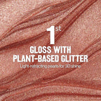 REVLON Super Lustrous Glimmer Gloss, Non-Sticky Lip Gloss, High-Shine Finish, Plant-Based Glitter, 005 Glazed Almond, 0.13 fl oz